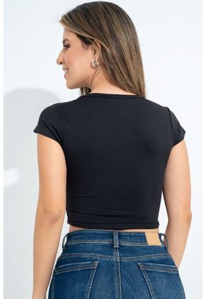 Crop Top Zhaira Negro Ragged Pf31122280