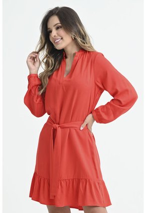 Vestido Corto Manga Larga Rojo Ragged Pf31511252