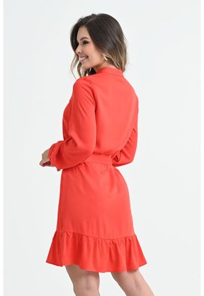 Vestido Corto Manga Larga Rojo Ragged Pf31511252