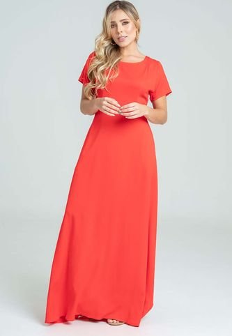 Vestido Largo Manga Corta Rojo Ragged Pf31511336 RAGSTYLE