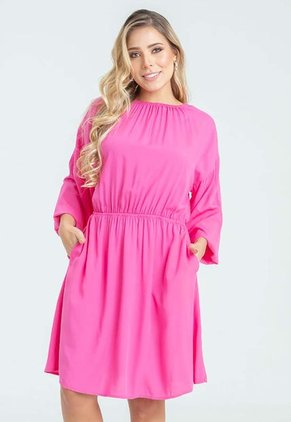 Vestido Corto M/larga Fucsia Ragged Pf31511344