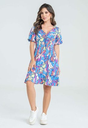 Vestido Corto Kleid Azul Ragged Pf31511331