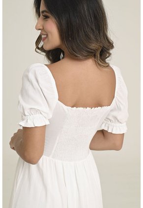 Vestido Largo Resortado Blanco Ragged Pf31511238