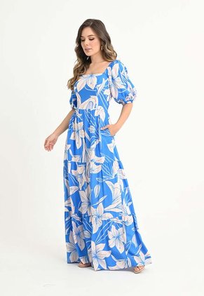 Vestido Largo Fatima Azul Ragged Pf31511281