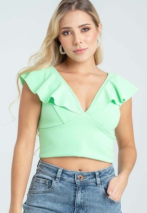 Crop Top Fruna Verde Ragged Pf31122189