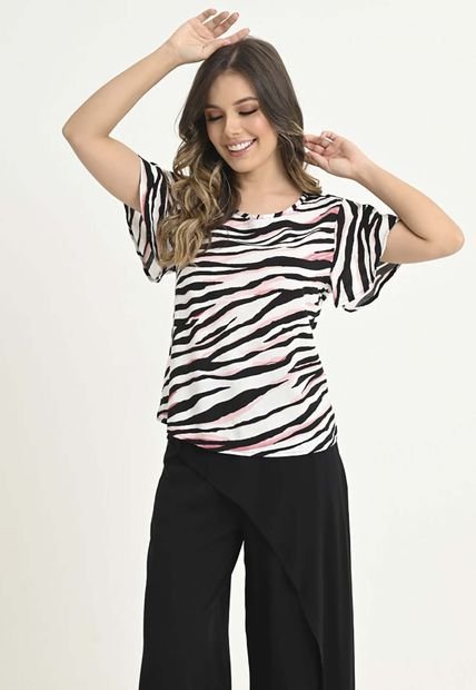 Blusa Animal Print Rosa Ragged Pf31113106