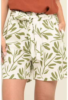 Short Lino Estampado Verde Ragged Pf31340200