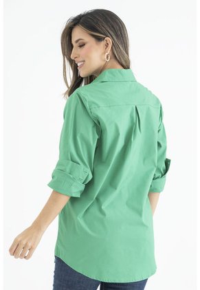 Camisa Boyfriend Popelina Verde Ragged Pf31112996