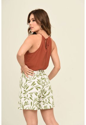 Short Lino Estampado Verde Ragged Pf31340200