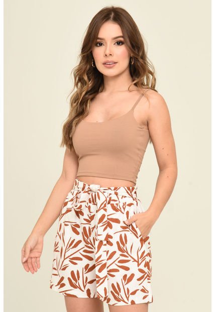 Short Lino Estampado Café Ragged Pf31340200