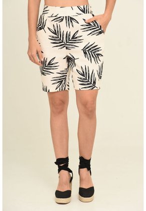 Bermuda Lino Hojas Beige Ragged Pf31340201