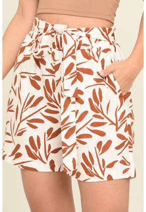 Short Lino Estampado Café Ragged Pf31340200
