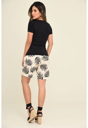 Bermuda Lino Hojas Beige Ragged Pf31340201