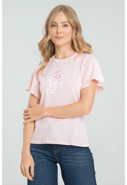 Camiseta Never Rosa Ragged Pf31122105