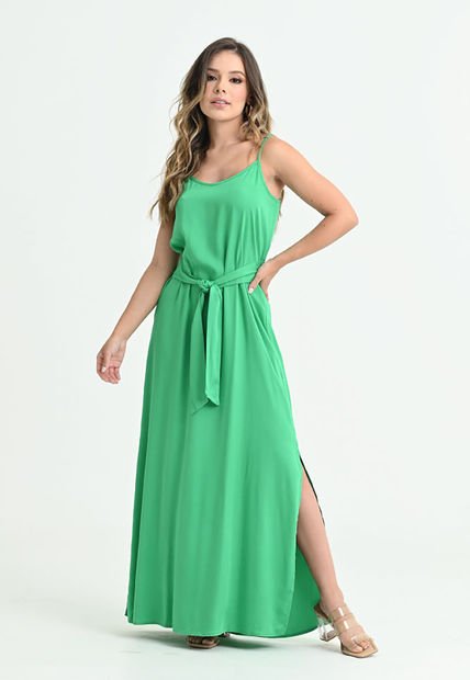 Vestido Largo Tirantes Verde Ragged Pf31511251