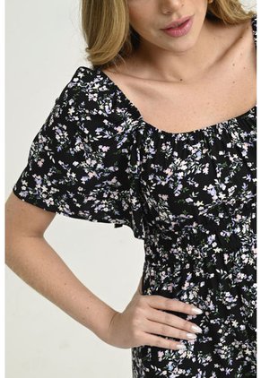 Vestido Patchwork Negro Ragged Pf31511172