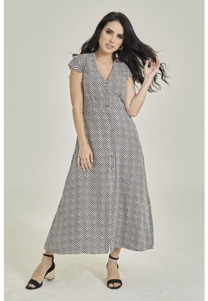 Vestido Largo Emet Negro Ragged Pf31511175