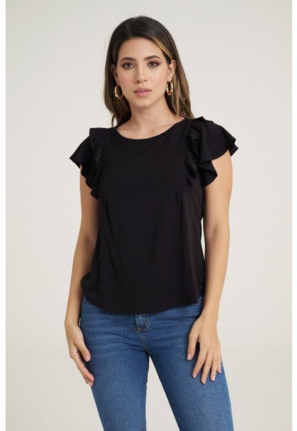 Blusa Malai Negro Ragged Pf31112960