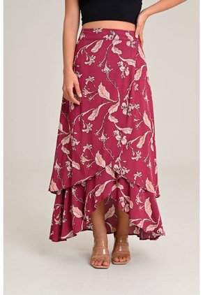 Falda Larga Petalos Rojo Ragged Pf31320327