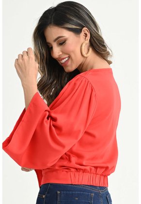 Blusa Manga Campana Rojo Ragged Pf31113110