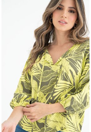 Blusa Berlin 3/4 Verde Ragged Pf31113137