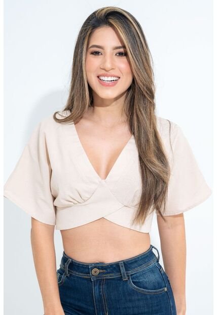 Blusa Swerve Beige Ragged Pf31113418