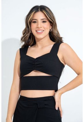 Crop Top Khelso Negro Ragged Pf31122258