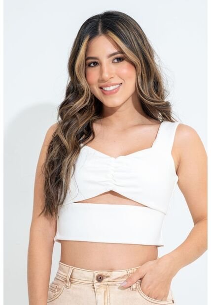 Crop Top Khelso Blanco Ragged Pf31122258