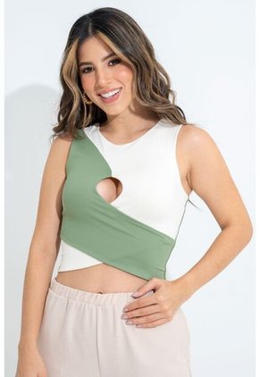 Crop Top Hamber Verde Ragged Pf31122275