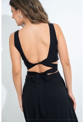 Vestido Largo Cadhee Negro Ragged Pf31511440