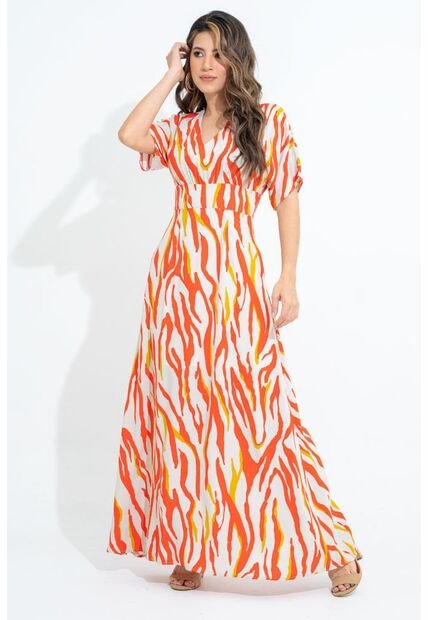 Vestido Largo Methis Naranja Ragged Pf31511442