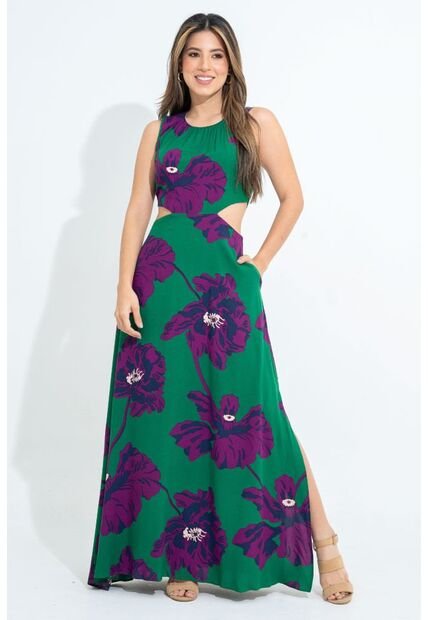 Vestido Malva Verde Ragged Pf31511443