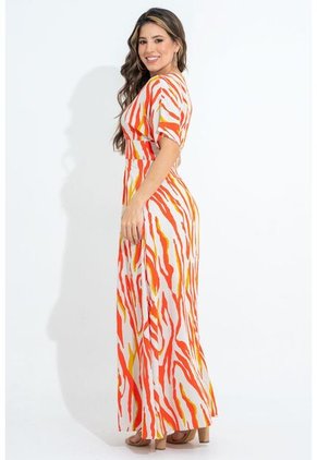 Vestido Largo Methis Naranja Ragged Pf31511442