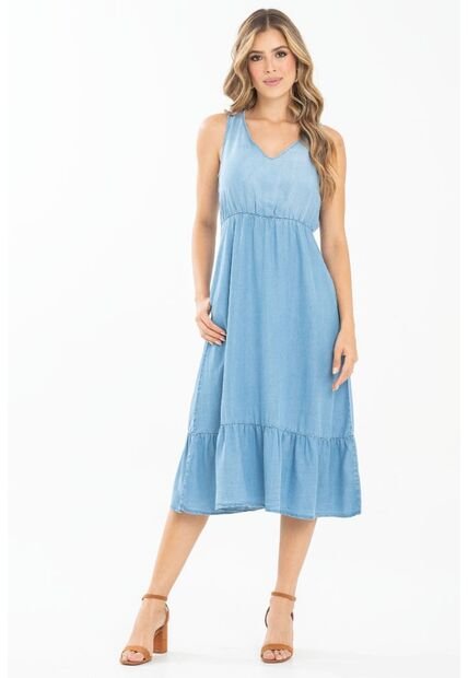 Vestido Velino Azul Ragged Pf35510210