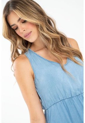 Vestido Velino Azul Ragged Pf35510210