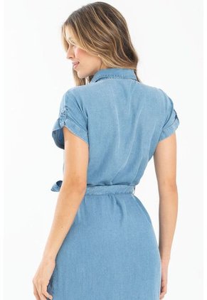 Vestido Largo Camisero Azul Ragged Pf35510218