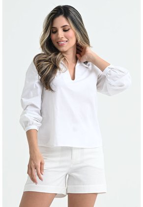 Blusa Cuello V Blanco Ragged Pf31113063
