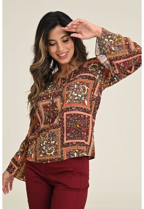 Blusa Boho Café Ragged Pf31113027