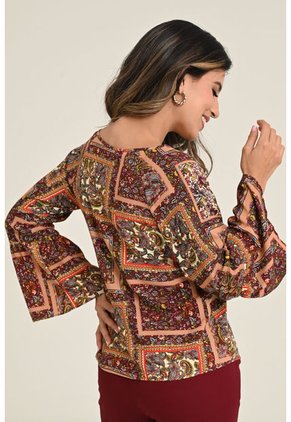 Blusa Boho Café Ragged Pf31113027