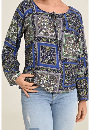 Blusa Boho Azul Ragged Pf31113027