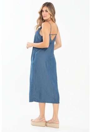 Vestido Midi Tencel Azul Ragged Pf35510219