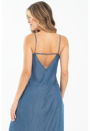 Vestido Midi Tencel Azul Ragged Pf35510219