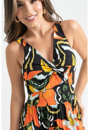 Vestido Largo Anudado Negro Ragged Pf31511326