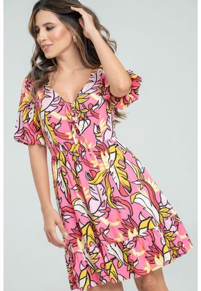 Vestido Corto Kleid Rosa Ragged Pf31511331