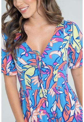 Vestido Corto Kleid Azul Ragged Pf31511331