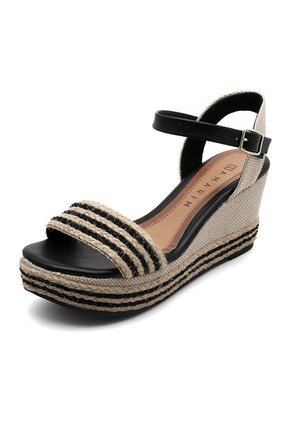 Sandalia Tacón Corrido Negra-Beige Ramarim
