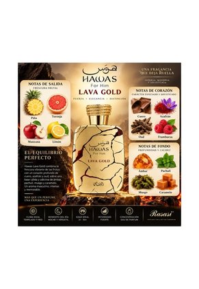 Perfume Hawas Lava Gold Rasasi Hombre 100 Ml EDP