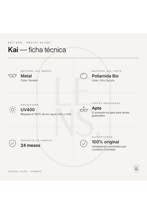 Gafas De Sol Ray-Ban Kai RB3757 Dorado Hombre Y Mujer