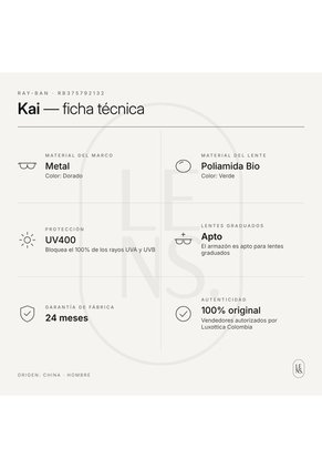 Gafas De Sol Ray-Ban Kai RB3757 Dorado Hombre Y Mujer