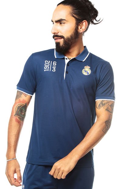 camisa polo real madrid azul